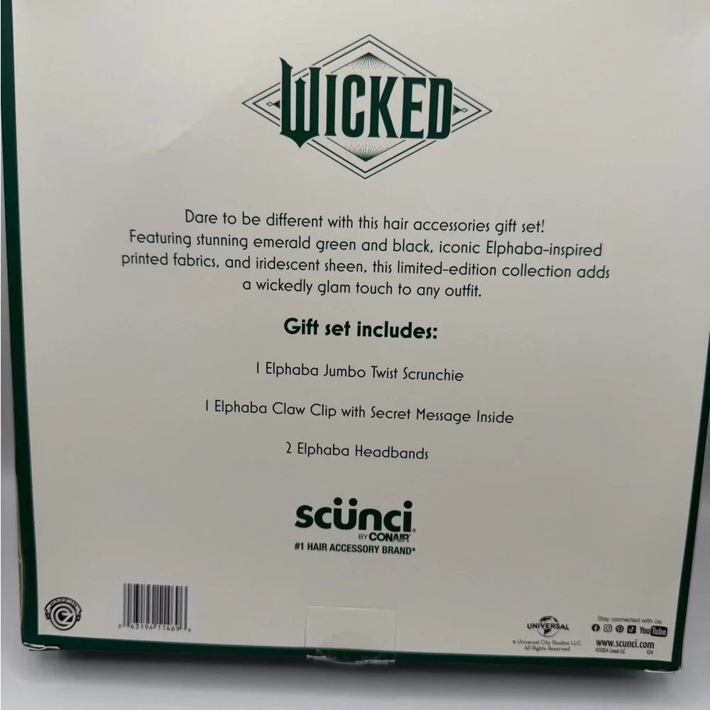 Scunci Wicked 4 piece Hair Accessory Set Elphaba NiB